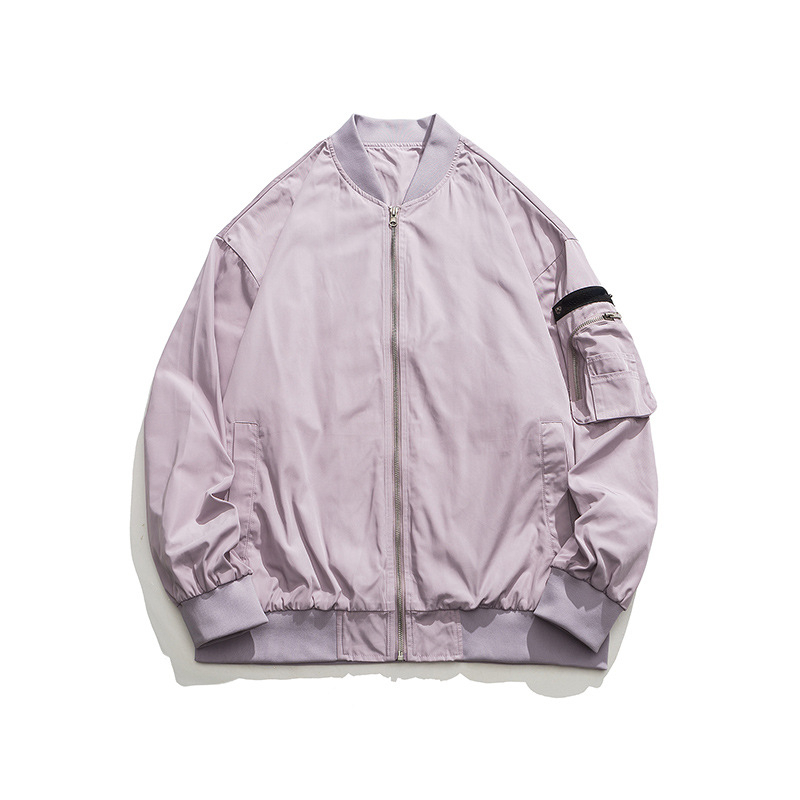 Chaqueta Bomber informal para hombre, abrigo de béisbol de manga larga, ropa de trabajo para exteriores, prendas de vestir exteriores, color morado, rosa y verde, talla grande 3xl, primavera y otoño