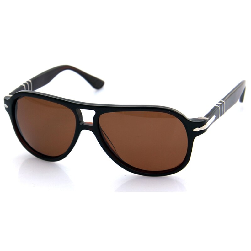 Conway mænd polaroid solbriller pilot stil kørebriller anti glare personlige solbriller mærke acetat stel uv blok: Brun