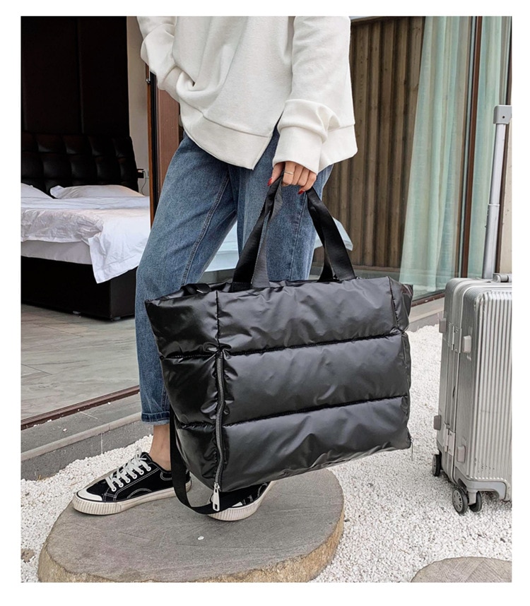Hiver sac à bandoulière de grande capacité pour les femmes sacs en Nylon imperméables espace Pad coton plume vers le bas sac grand sac avec épaule