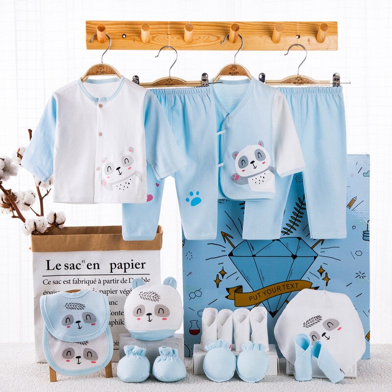 100%  bomuld nyfødt 18 stk/parti baby pigetøj sæt nyfødt hat hagesmæk baby baby pige sommertøj blød baby dreng tøj