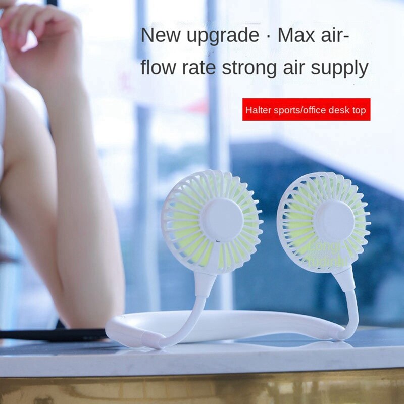 Neck Fan Portable USB Rechargeable Fan Personal Fan Wearable with Dual Heads for Travel Outdoor Office