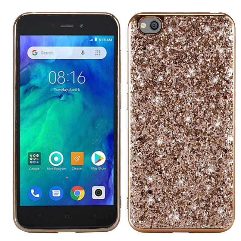 Case For XiaoMi RedMi GO Rhinestone Shockproof soft Silicone Back Cover For XiaoMi RedMi GO Glitter Diamond Cases Cover: Gold