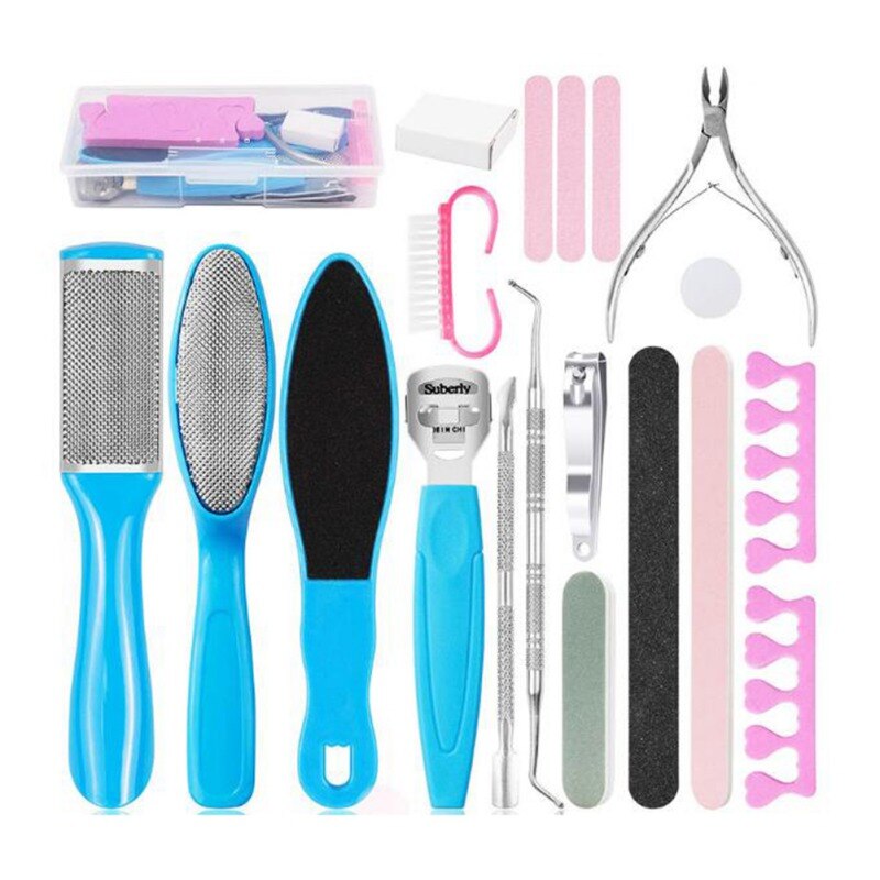 16/19/20 Pcs Foot Scrubber Pedicure Tools Kit Rasp Foot File Remover Set Feet Exfoliating Scrubber: 19pcs