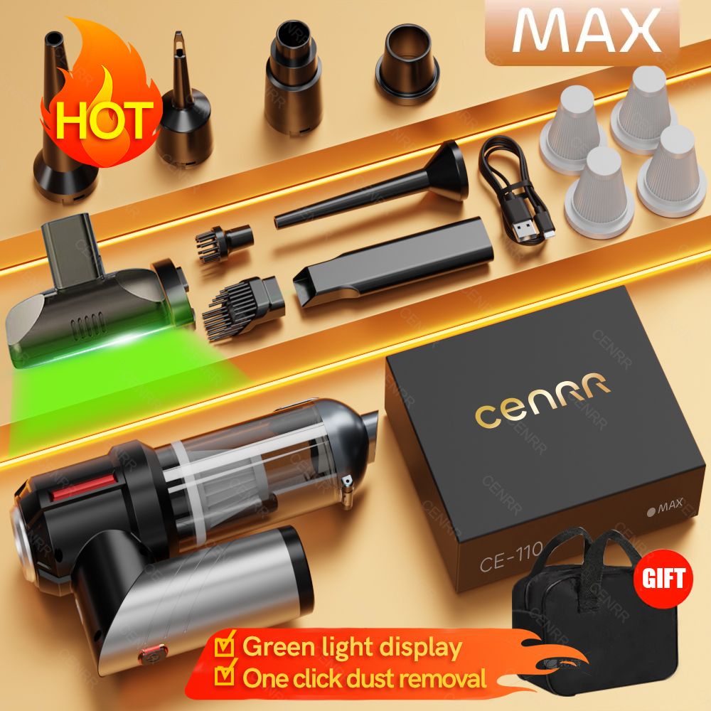 CENRR 998000PA Car Vacuum Cleaner Powerful Mini Cordless Portable Vacuum Cleaner for Home Appliance Handheld Blower Car Cleaner: GRAY