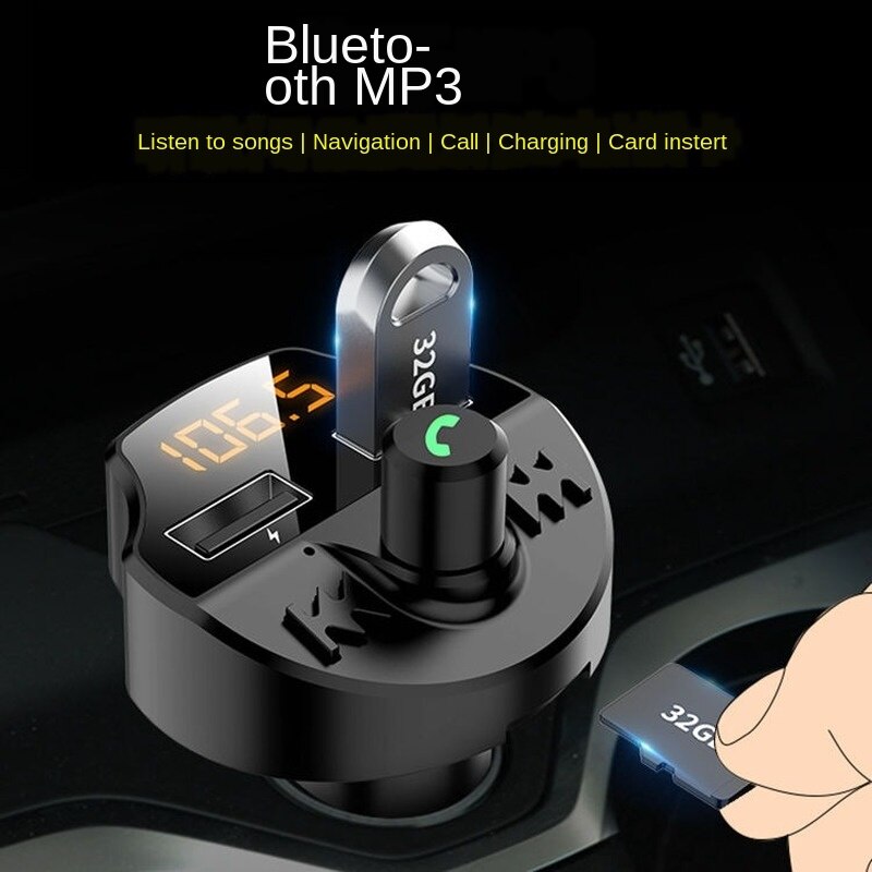 Auto Fm-zender Bluetooth 5.0 Auto Telefoon Mp3 Speler Met Batterij Voltage Detection Tf Card MP3