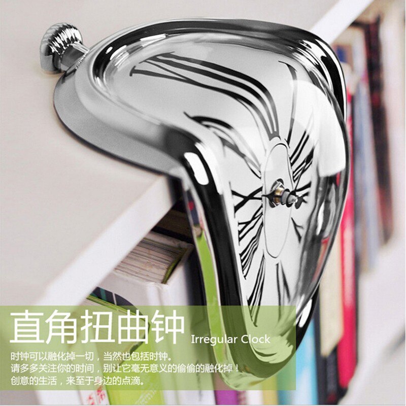 Creatieve Retro Twisted Klok Smeltende Klok Bureau Hoek Klok Romeinse Klok Haakse Retro Vervormd Tijd En Ruimte Klok