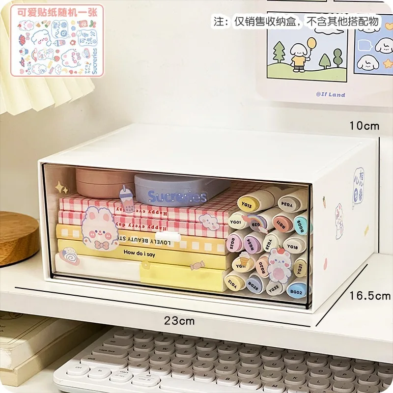 Desktop Drawer Storage Box Student Desk Stationery Cosmetics Colored Pen Sorting Box Organizer of Office Pen Holder Shelves: Pink