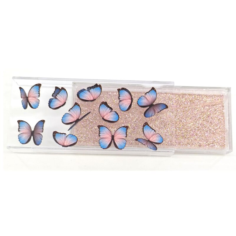 10 stk butterfly print øyenvippe emballasje boks tomme bokser øyenvippe pakke boks 8-20mm vipper rektangel boks: 4