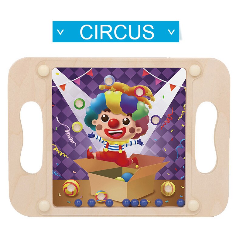 Kinderen houten speelgoed puzzel klasse labyrinth game kinderen labyrint bal balance game houten palm leren speelgoed voor kinderen: Circus