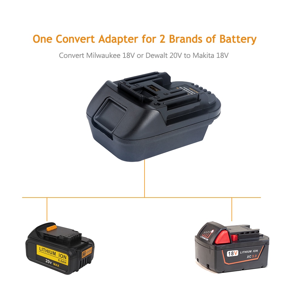 Adapter til batterikonverter adapter til adapter til milwaukee 18v eller dewalt 20v lithium-ion-batteri konverteres til 18v