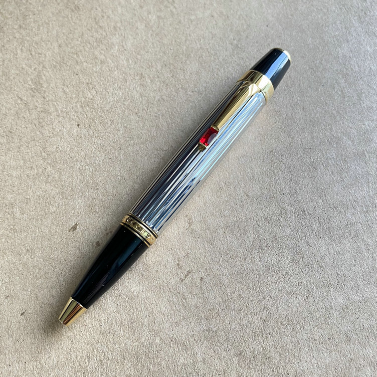 Bolígrafo MB bohemio para escritura de negocios, bolígrafos estilográficos de resina negra con Clip de cristal, suministros de oficina: Rojo