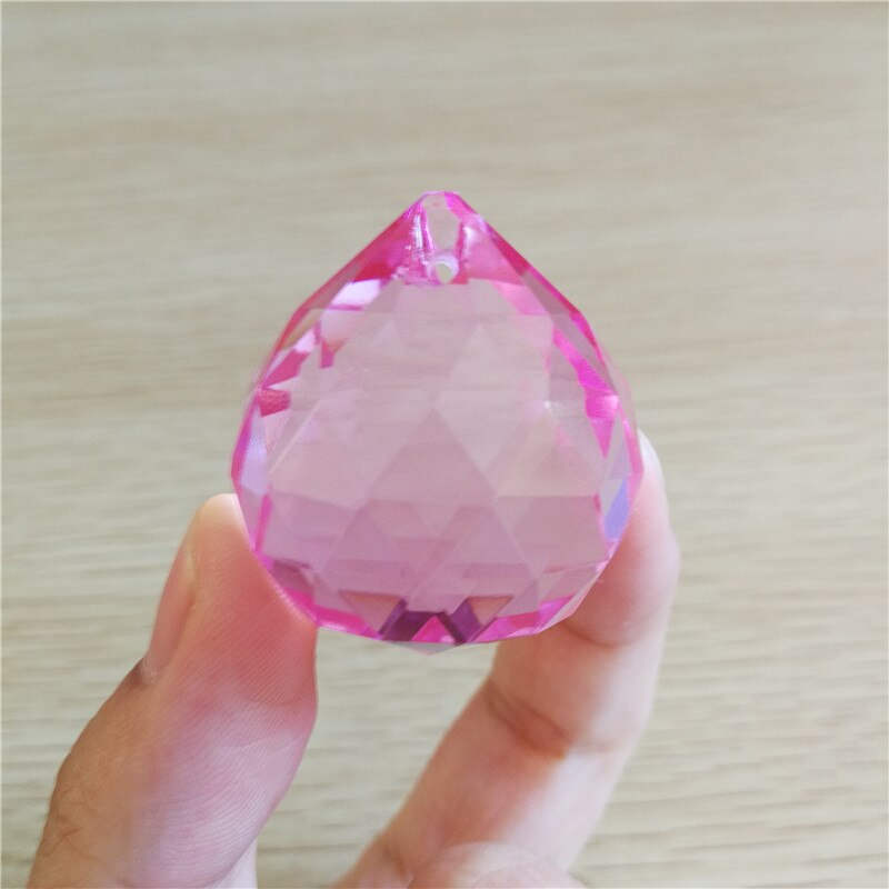 15mm-40mm Crystal Chandelier Ball Various Color 10 Pieces Glass Faceted Prisms Decorative Lighted Beads: Pink / 30mm