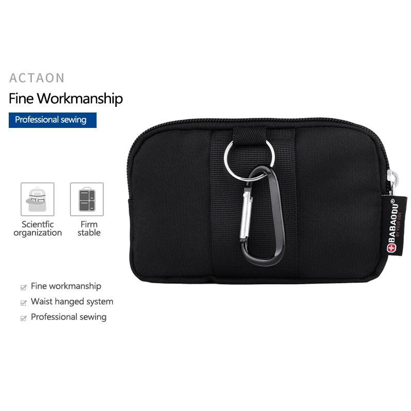 PAUKAOT Phone Pouch Purse Horizontal Bum Hip Belt Bag Small Waist Pack Travel Fanny Packs Waterproof For Men Black Pockets