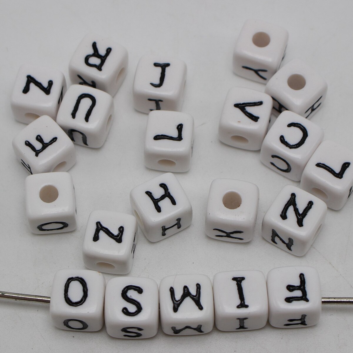 Kids Craft DIY Assorted Alphabet Letter Acrylic Cube Pony Beads 8mm 10mm: 50PCS White  11MM