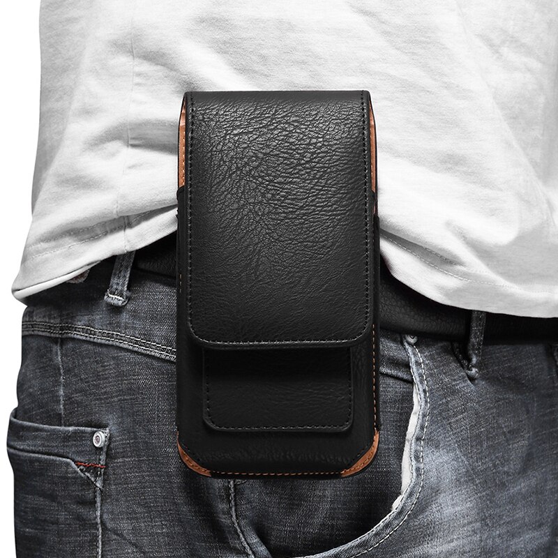 Portable Phone Bag for Google Pixel 4 4A Cover Cell Phone Belt Case for Huawei P40 Y5 Leather Pouch Holster Cover