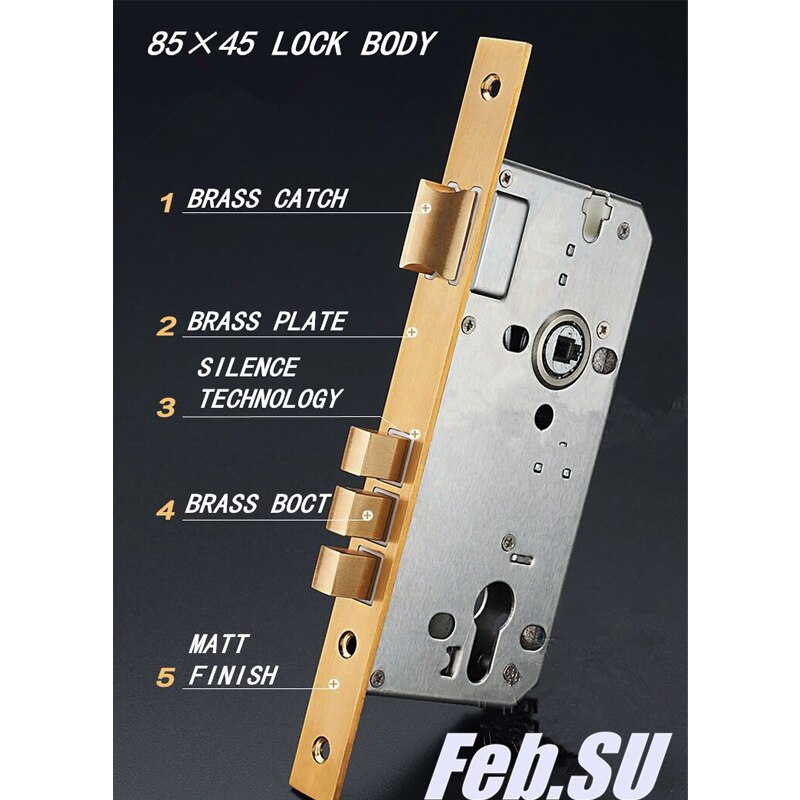 35-55MM DOOR THICKNESS DOOR HANDLE BRASS LOCK WITH 70MM KEY LOCK