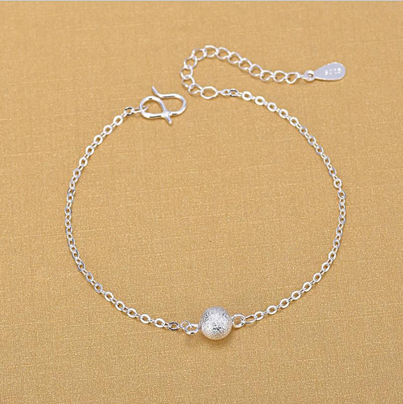 TJP Latest Frosted Ball Silver 925 Anklets For Women Engagement Party Simple Girl Bracelets Jewelry Female