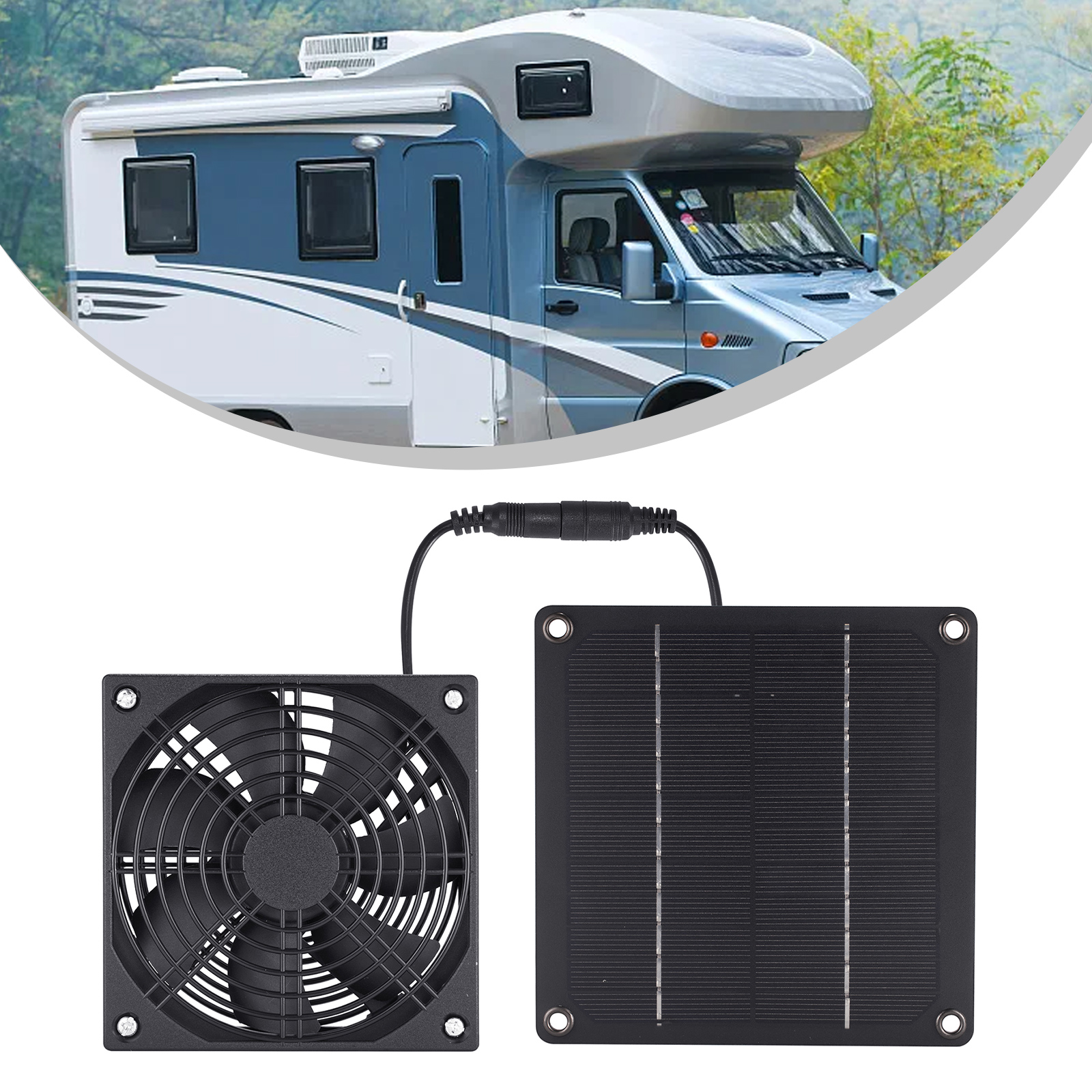 3W 12V Solar Exhaust Fan - Solar Panel Powered - Air Extractor Ventilator for RV, Greenhouse, Farm