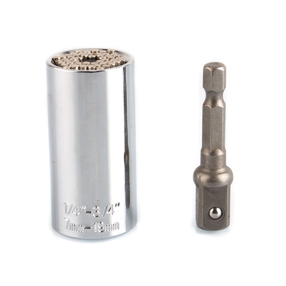 Universal Socket Sleeve 7-19mm Power Drill Ratchet Bushing Spanner Key Magic Multi Hand Tools Torque Wrench Head Set: Silver