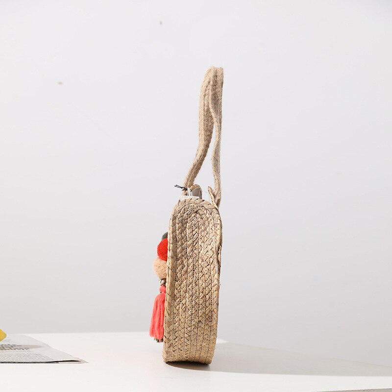 Leuke Haar Bal Strozak Grote Capaciteit Ronde Niche Geweven Zak Vrouwen Een-Schouder Hand-Held strandtas