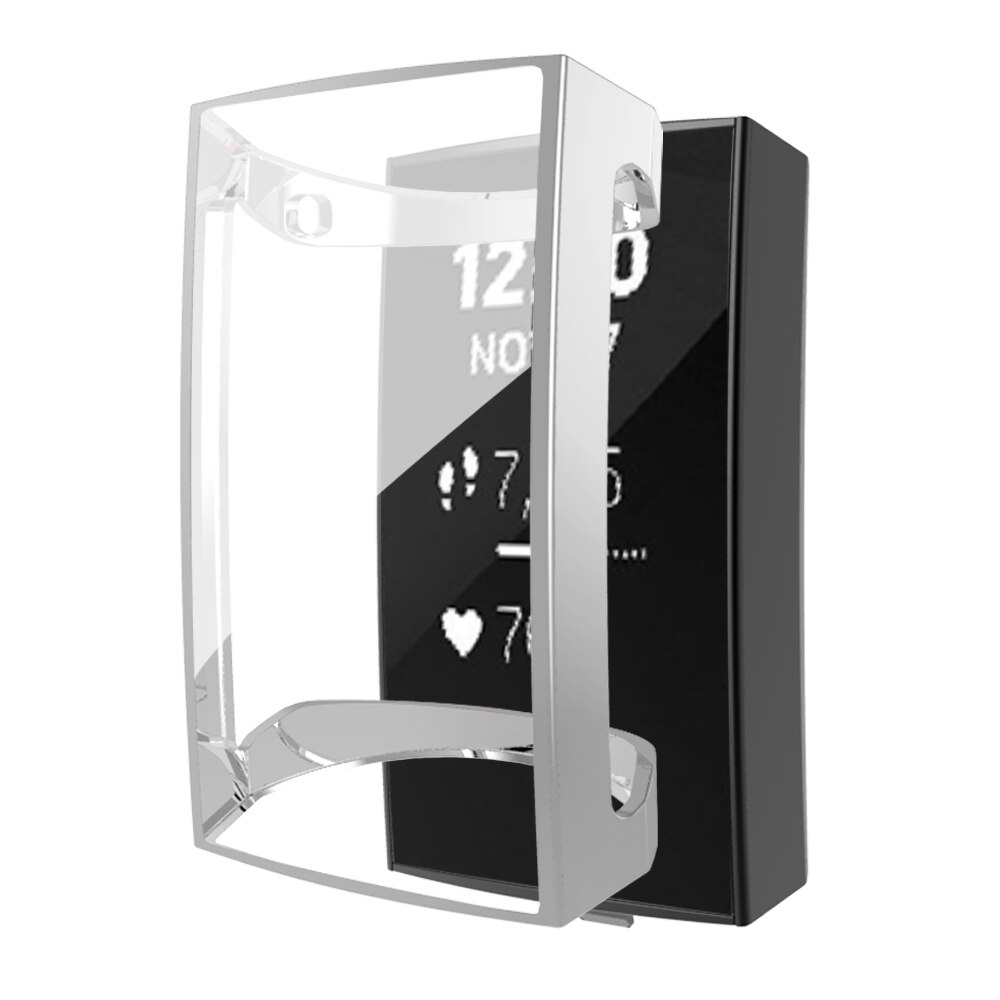 Tpu Screen Protector Case Voor Fitbit Lading 4 3 Horloge Cover Charge4 Flexibele Bumper Krasbestendig Lichtgewicht Dunne Shell: Silver / For Charge 3