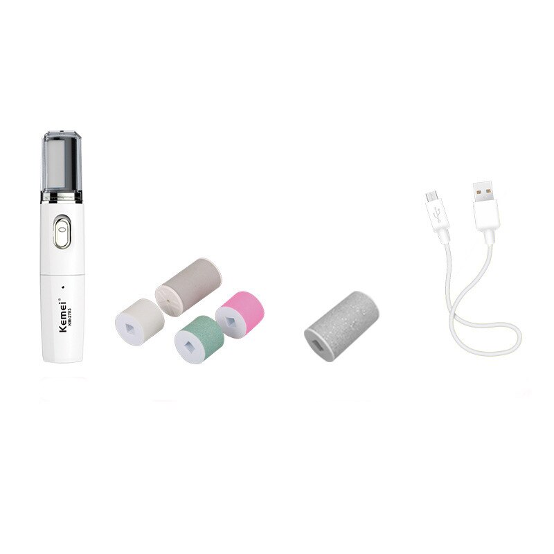 Kemei km -2703 elektronische voetvijl 2 messen oplaadbare pedicuremachine elektrische voetvijl dode huid verwijderen