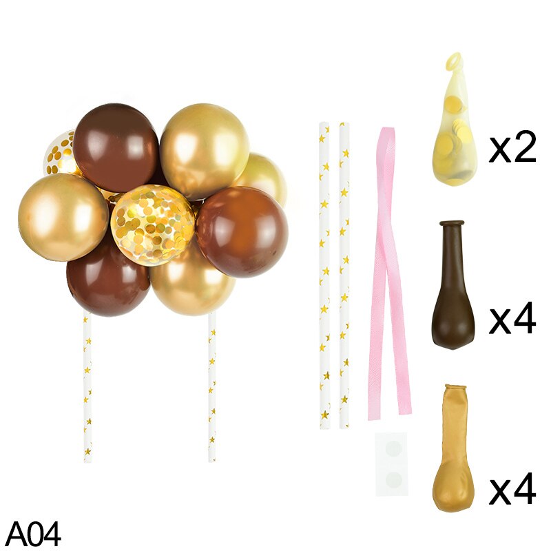 10pcs 5inch Balloon Cake Insert DIY Polka Dot Sequin Cake Flags Accessories Baby Shower Wedding Birthday Party Supply: A04