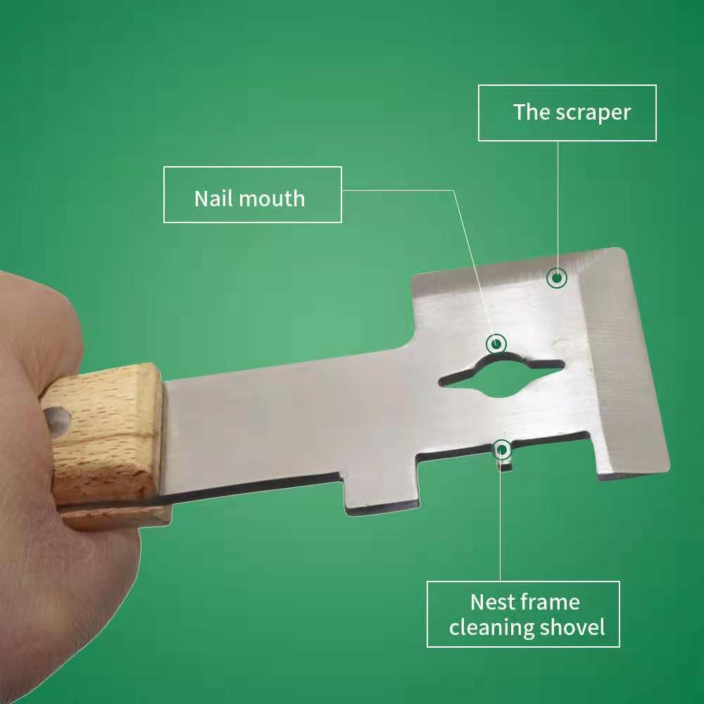 Multi-Functionele Bijenkorf Schraper Zeven-Purpose Imker Schraper Bijenteelt Tools Met Rvs Duim Soort Houten Handvat