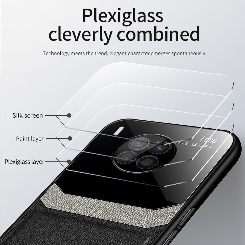 Keysion Case Voor Honor 50 Lite Pu Lederen Spiegel Gehard Glas Schokbestendig Telefoon Back Cover Voor Huawei Nova 8i