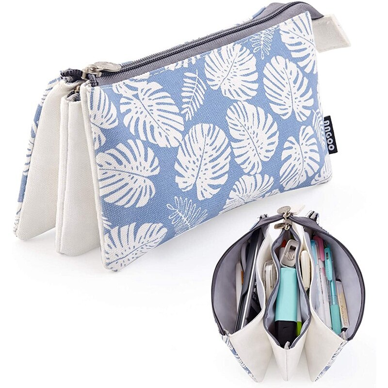 ANGOO Big Capacity Pencil Case Office School 3 Layers Pencil Bag Zipper Stationery Pouch Multifunctional Organizer