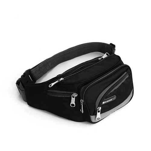 Unisex Canvas Waist Bag - Multi-Pocket Travel Fanny Pack - Adjustable Belt