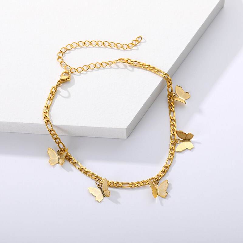 Gold Schmetterling Fußkettchen für Frauen Schmetterling Knöchel Armbinde Knöchel Armbinde Edelstahl Schmetterling für Ihre