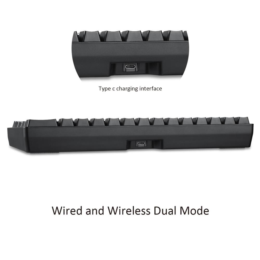 2.4G Wireless Wired Gaming Mechanical Keyboard Russian English With backlit 61 keys Blue Switch RGB Color For Desktop Computer