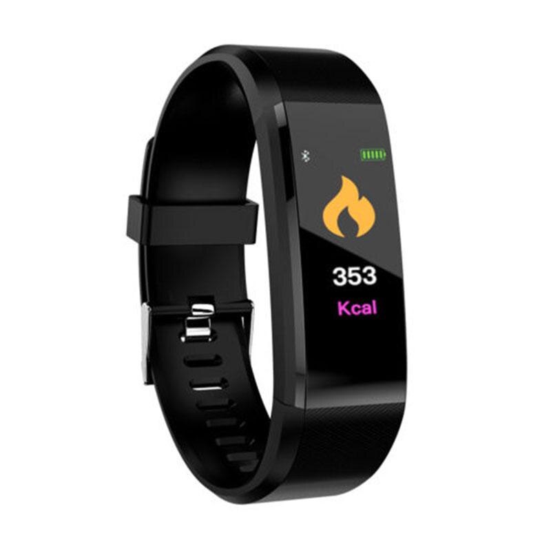 Lintimes lovers dames heren bluetooth smartwatch hartslagmeter bloeddrukmeter fitness tracker armband: Zwart
