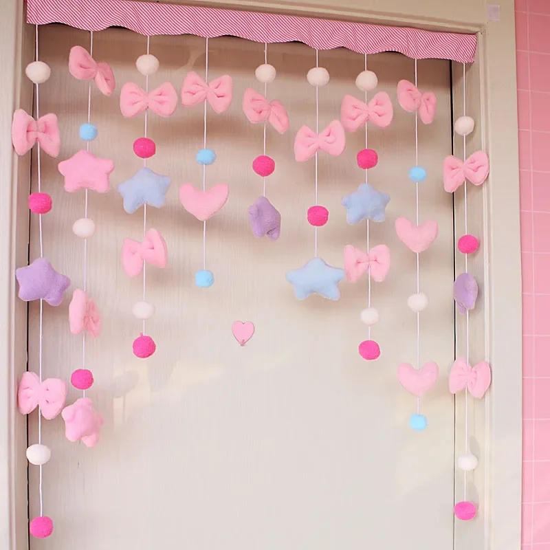 Korean Japan Plush Balls Tassel Doorway Curtains Ball Door Curtain Pendant Melody Kitchen Bedroom Living Room Girls Room Decor