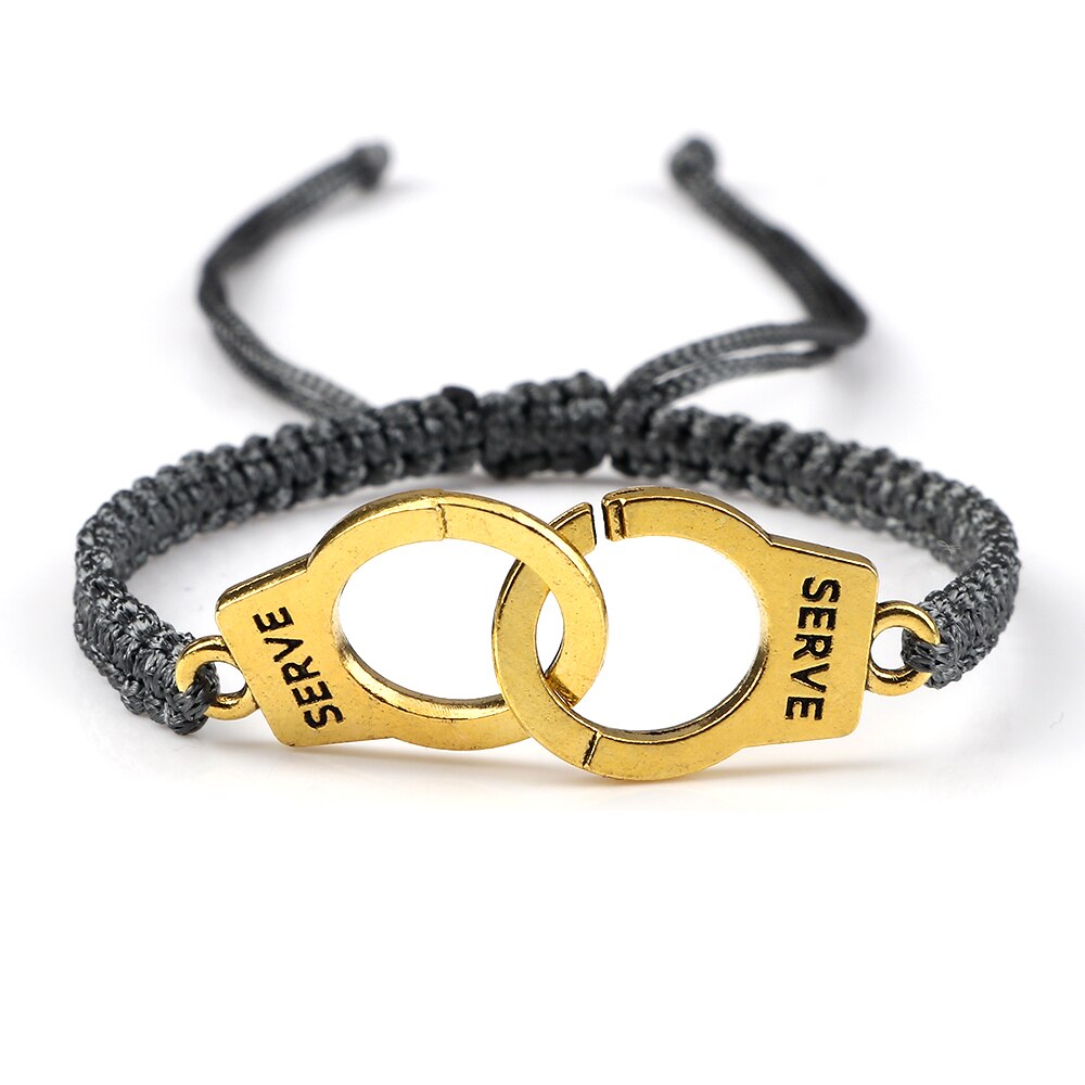 Nuove manette con ciondolo bracciale intrecciato Pandent buona fortuna nero rosso grigio bianco colore stringa coppia bracciale e braccialetti regalo gioielli: grey golden