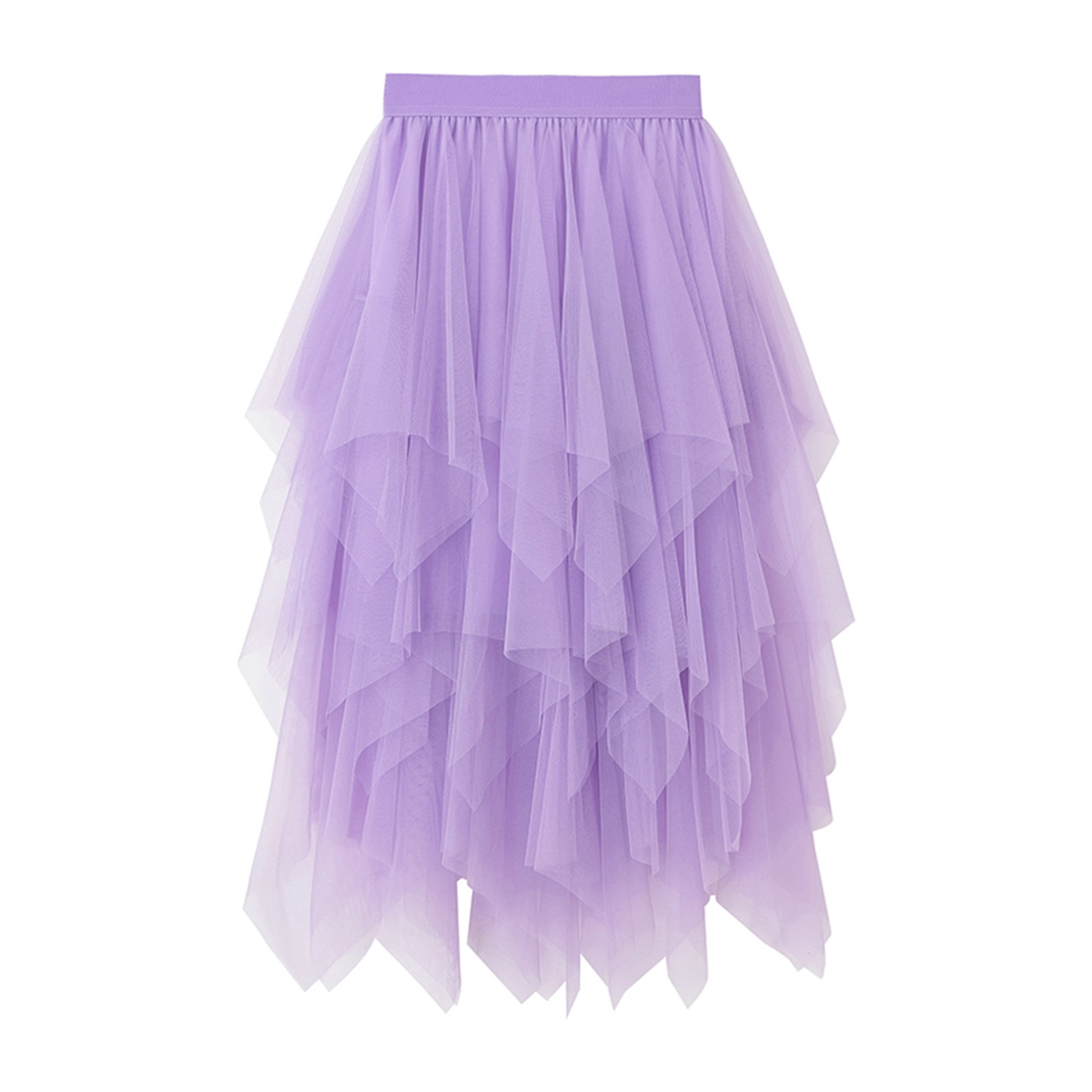 Solid Color Irregular High Waist Tulle Mesh Skirt Women Summer Party Petticoat Ball Gown Skirts: PURPLE