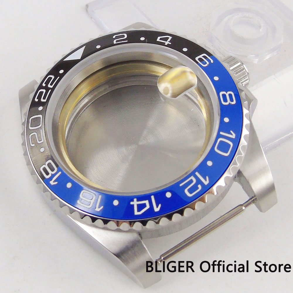 Caja de reloj Bliger de 40mm, lupa de fecha con bisel de cerámica, cristal de zafiro, ajuste ETA 2836, reloj de movimiento