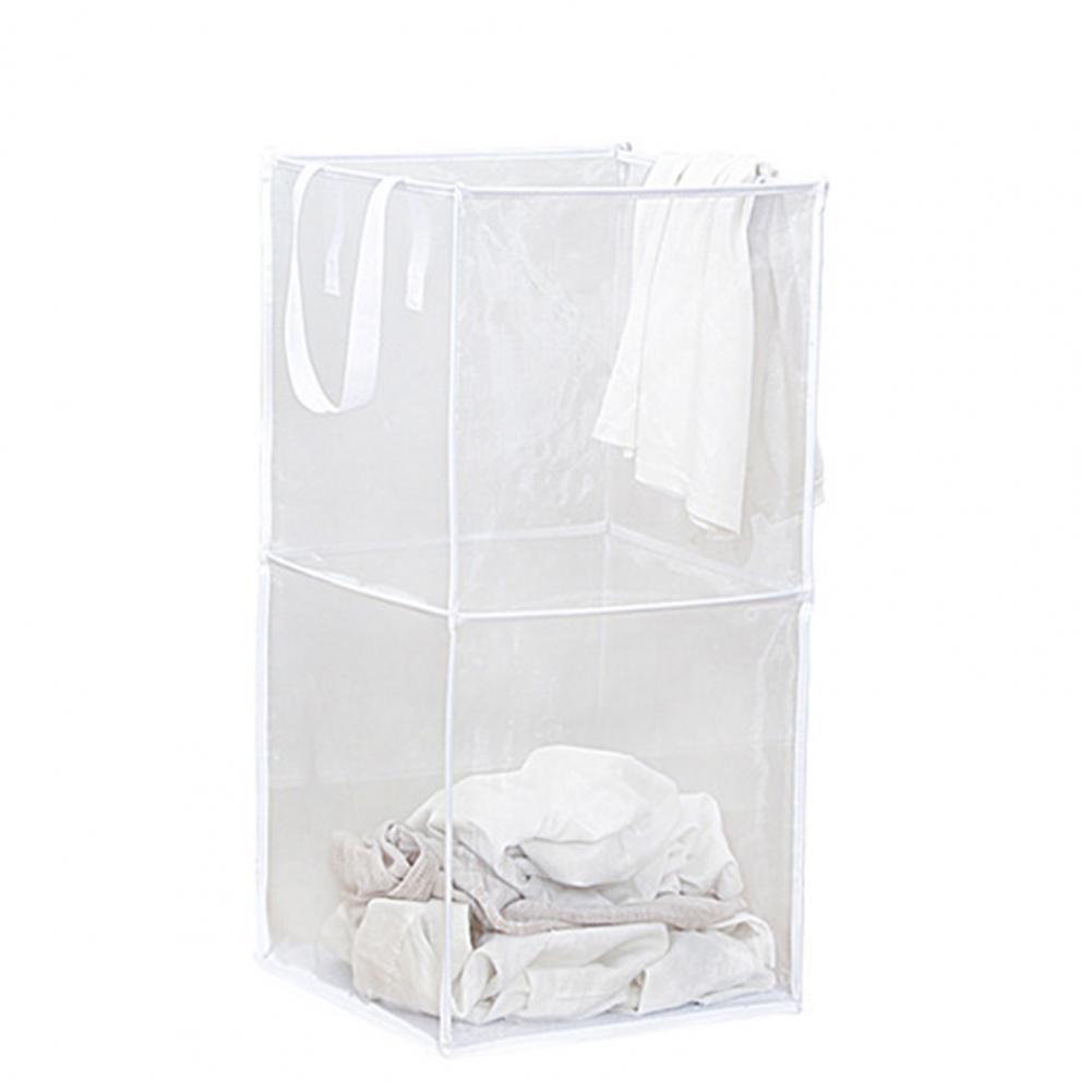 Mesh Pop Up Dirty Laundry Basket Hamper Square Foldable Side Handles Visible Dirty Clothes Sundries Toys Storage Bag: S / Red