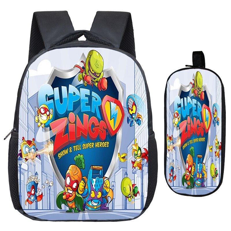 Bambini svegli Del Modello di Super Zings Scuola Materna Zaino 2pcs Set Bambino Superzings Sacchetto di Scuola Bookbag Regalo Dei Bambini (Zaino Penna bag)