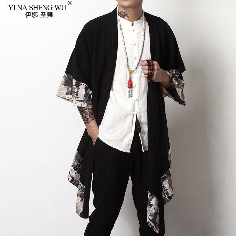 Kimono japonés cárdigan hombre Haori Yukata masculino disfraz de Samurai ropa Kimono chaqueta Kimono para hombre camisa Yukata Haori abrigo: 4XL