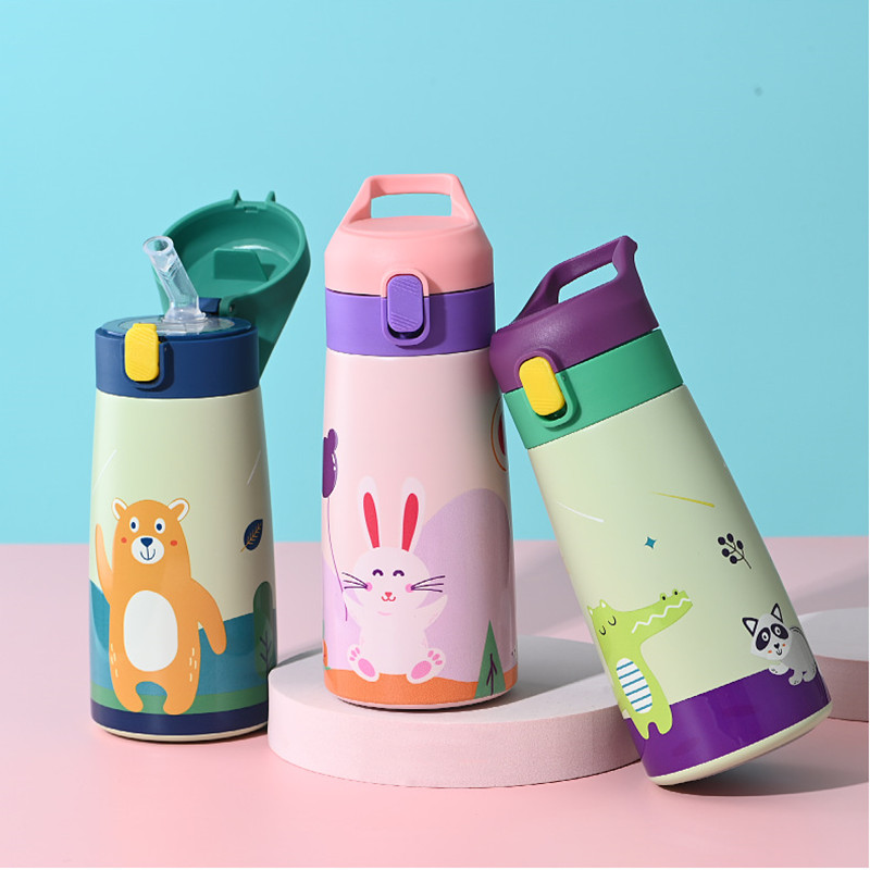 Termo de acero inoxidable con dibujos animados para niños, botella de agua de , 350ml/500ml