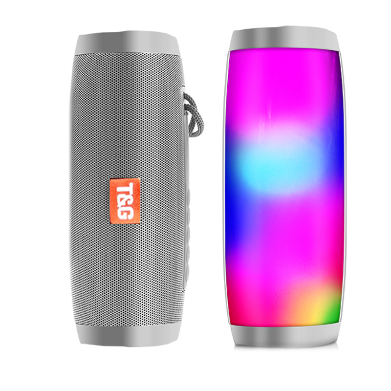 Krachtige Draagbare Luidsprekers Bluetooth Luidspreker Kolom Draadloze Speaker Met Led Nachtlampje Tf Card Fm Radio Boombox Ingebouwde Microfoon: Grijs