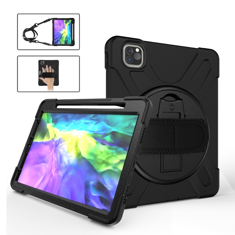 Stevige, robuuste en schokbestendige hoes voor ipad pro 12.9 inch en ipad air 13 met draaibare handgreep en standaard.: Rood