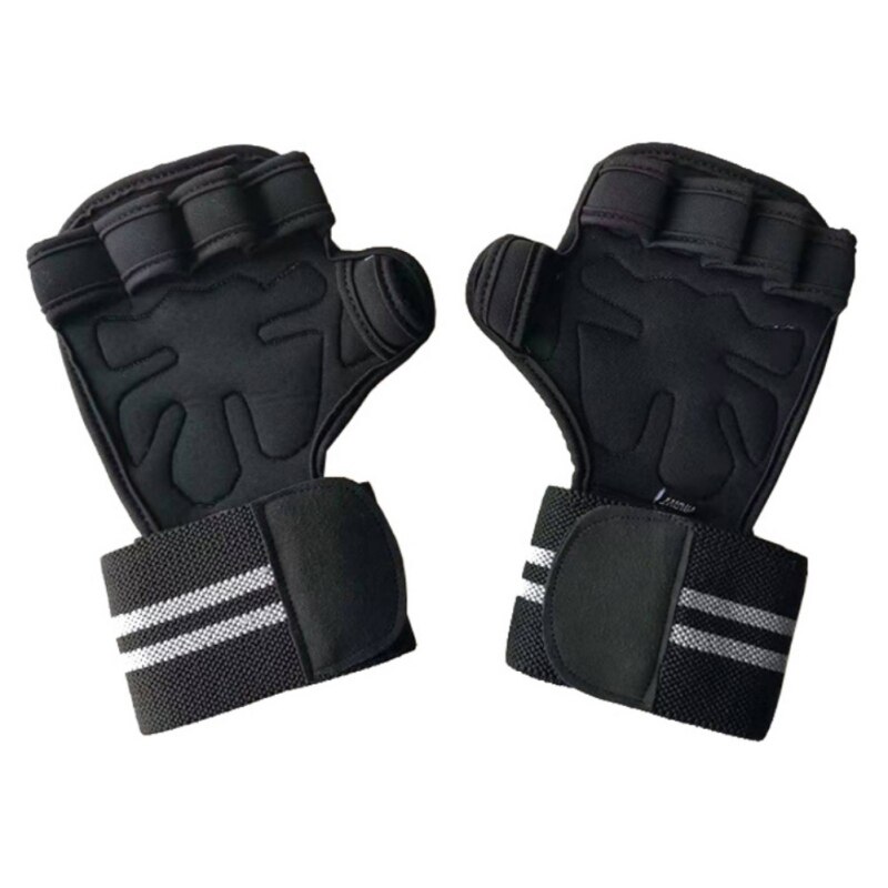 Fitnesshandschoenen, handpalmbeschermer met polsbanden, trainingshandschoenen voor gewichtheffen, haltergrepen, pads voor fitnessapparatuur