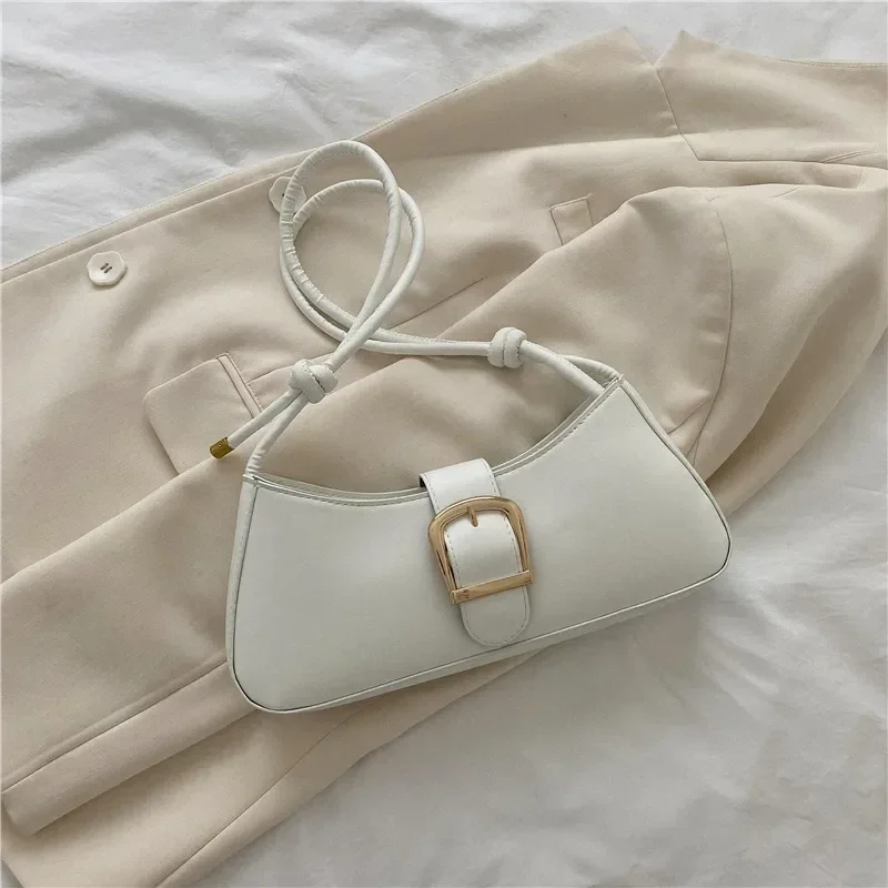 Minimalist Shoulder Bag for Women Simple Solid Color Underarm Bag Buckle Handbag and Purse Small Top-handle Bags: Burgundy