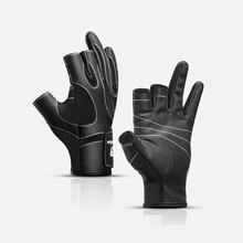 Gants De Pêche Shimano Taille L - Doigts Fendus Imperméable Néoprène - Noir/Bleu