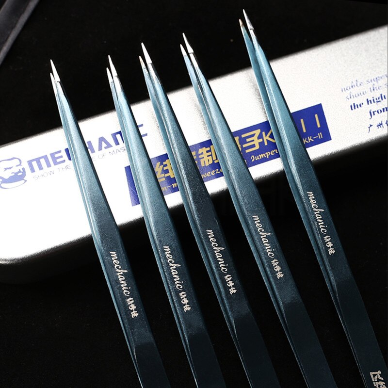 MECHANIC KK-11 Mobile Repair Special Flying Line Tweezers Anti-Static Corrosion Resistance Jump Line Custom Tweezers Hand Tools