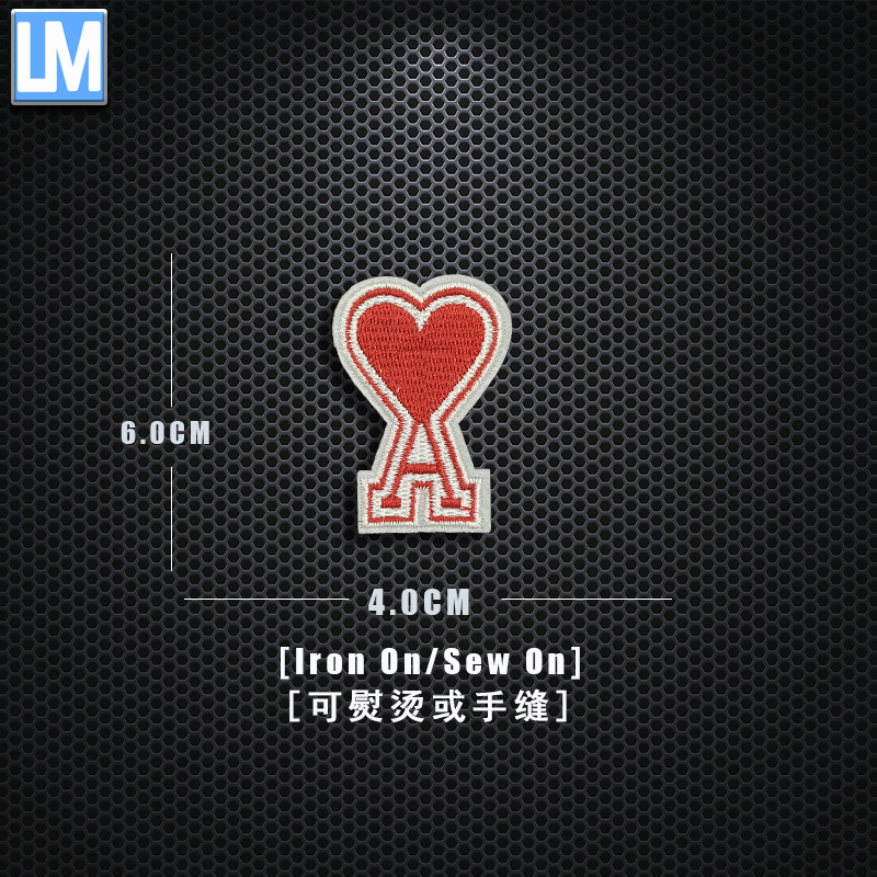 Herz EINE Stickerei kleidung zubehör Patch tuch aufkleber kleine Etikett pfirsich herz stickerei abzeichen abzeichen pfirsich