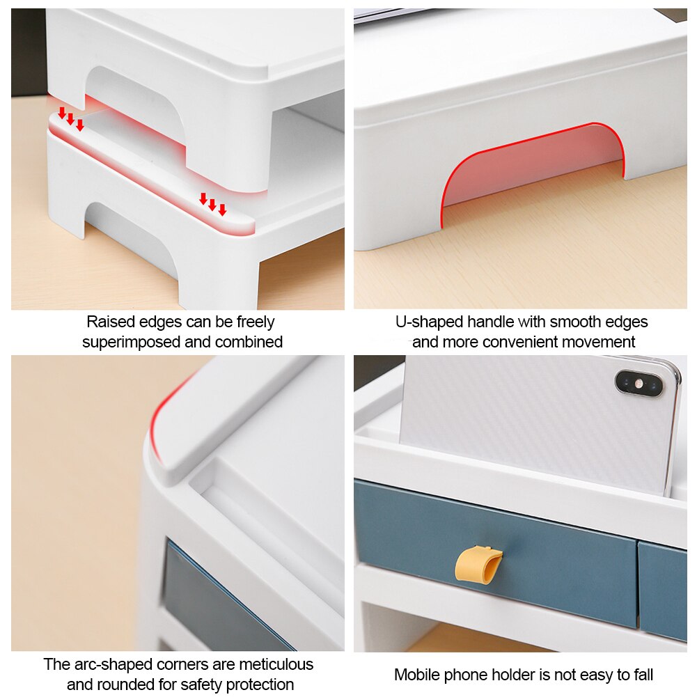 Drawer Holder Space Saving Desk Storage Box Organizer for LCD Monitor Desktop Computer
